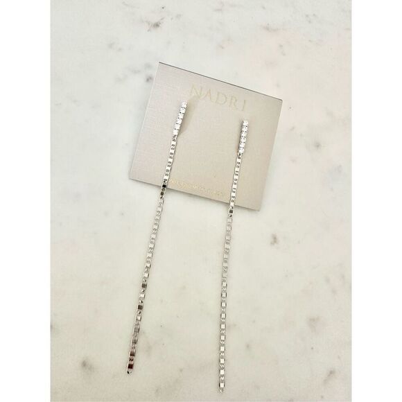 Nadri Isle Linear Cubic Zirconia Drop Earrings - Picture 4 of 4